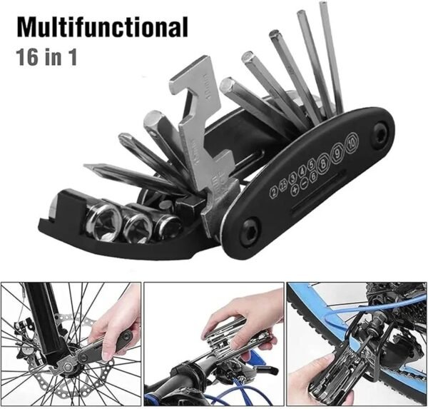 Kit de mantenimiento de ciclismo, kit de herramientas para bicicletas eléctricas | Kit de reparación de herramientas múltiples de ciclo 16 en 1 - Imagen 2