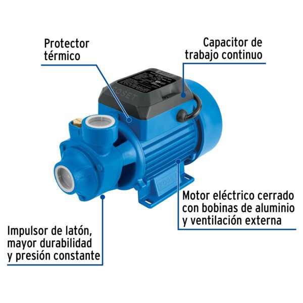 Bomba periférica 1/2 HP, altura máxima 30 m, Foset - Imagen 5